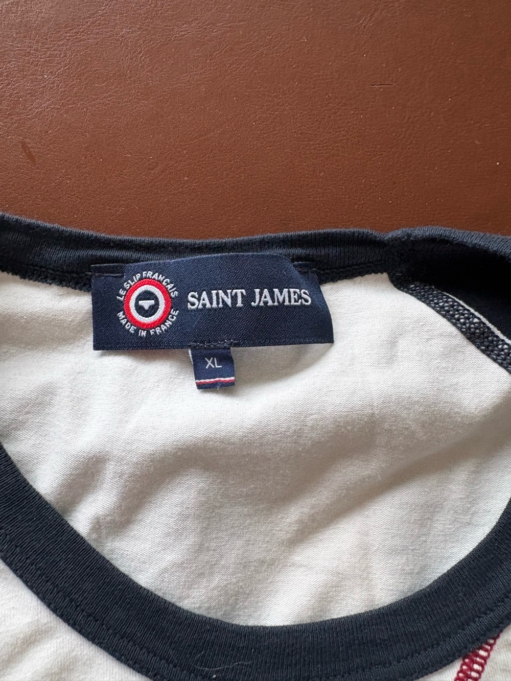 Saint James White Tee with Black Trim - Short Sleeve